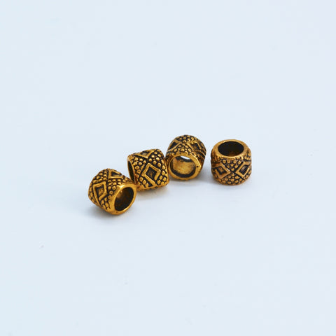 2 x Small Gold Textured Dreadlock Bead
