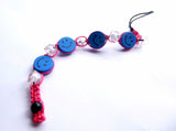 Pink and Blue Smiley Face Tie-in Dread Jewel